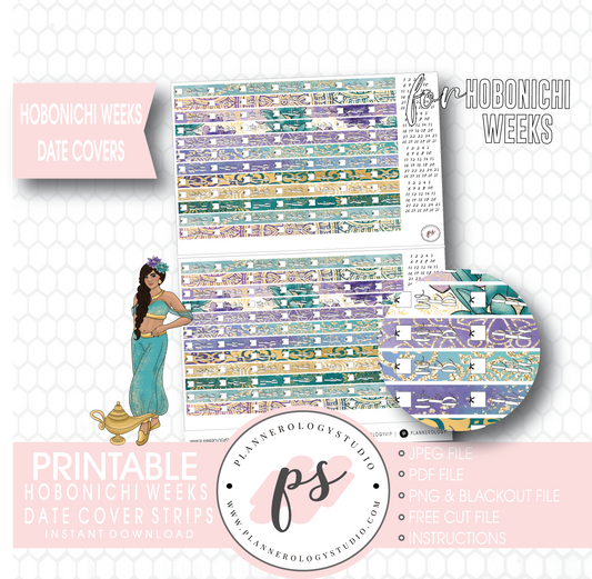 Hobonichi Weeks Whole New World (Aladdin Inspired) Date Cover Strips Digital Printable Planner Stickers - Plannerologystudio