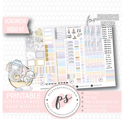 Soar (Dumbo) Weekly Kit Printable Digital Planner Stickers (for use with Hobonichi Weeks) - Plannerologystudio