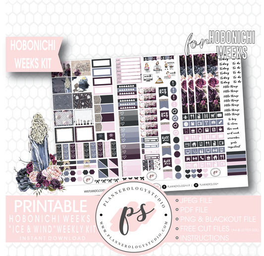 Ice & Wind (Game of Thrones) Weekly Kit Printable Digital Planner Stickers (for use with Hobonichi Weeks) - Plannerologystudio