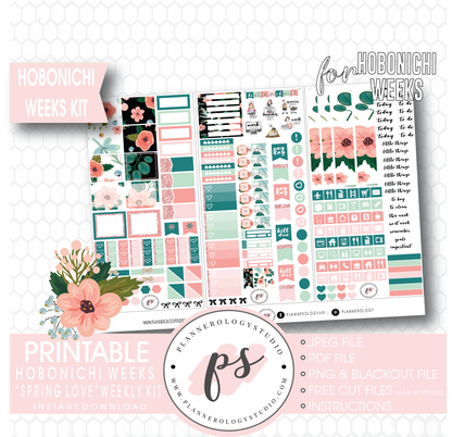 Spring Love Weekly Kit Printable Digital Planner Stickers (for use with Hobonichi Weeks) - Plannerologystudio