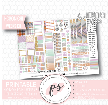 Hello Spring Weekly Kit Printable Digital Planner Stickers (for use with Hobonichi Weeks) - Plannerologystudio