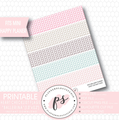 Mini Happy Planner Heart Checklist Flags Printable Planner Stickers - Plannerologystudio