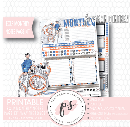 May the Force (Star Wars) Monthly Notes Page Kit Digital Printable Planner Stickers (for use with Erin Condren) - Plannerologystudio