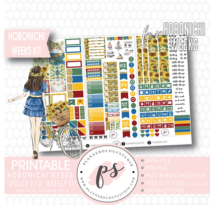 Dolce Vita Weekly Kit Printable Digital Planner Stickers (for use with Hobonichi Weeks) - Plannerologystudio