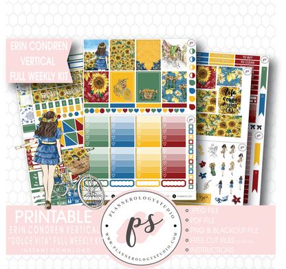 Dolce Vita Full Weekly Kit Printable Planner Stickers (for use with Erin Condren Vertical) - Plannerologystudio