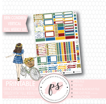 Dolce Vita Full Weekly Kit Printable Planner Stickers (for use with Erin Condren Vertical) - Plannerologystudio