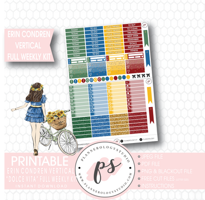 Dolce Vita Full Weekly Kit Printable Planner Stickers (for use with Erin Condren Vertical) - Plannerologystudio