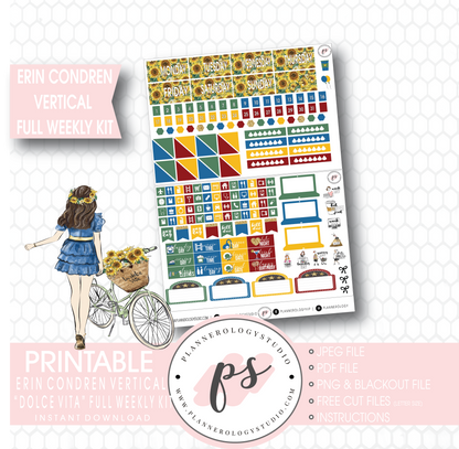 Dolce Vita Full Weekly Kit Printable Planner Stickers (for use with Erin Condren Vertical) - Plannerologystudio