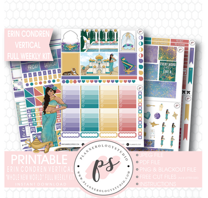 Whole New World (Aladdin Inspired) Full Weekly Kit Printable Planner Stickers (for use with Erin Condren Vertical) - Plannerologystudio