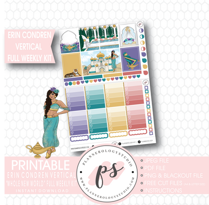 Whole New World (Aladdin Inspired) Full Weekly Kit Printable Planner Stickers (for use with Erin Condren Vertical) - Plannerologystudio