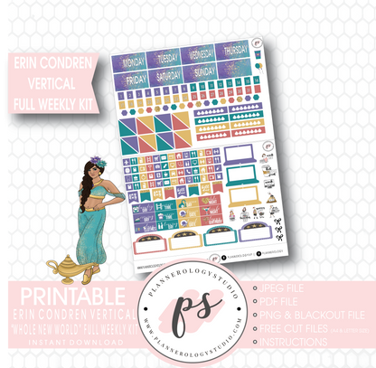 Whole New World (Aladdin Inspired) Full Weekly Kit Printable Planner Stickers (for use with Erin Condren Vertical) - Plannerologystudio