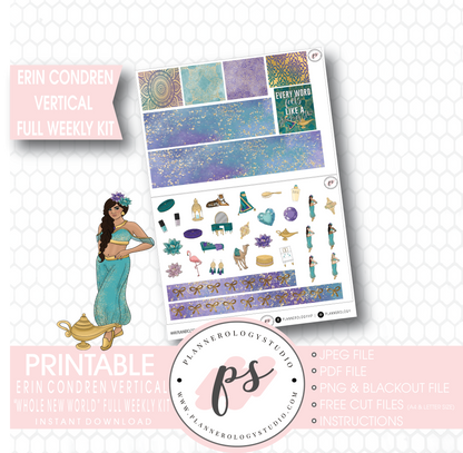 Whole New World (Aladdin Inspired) Full Weekly Kit Printable Planner Stickers (for use with Erin Condren Vertical) - Plannerologystudio