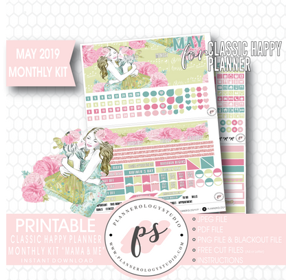 Mama & Me (Mother's Day) May 2019 Monthly View Kit Digital Printable Planner Stickers (for use with Classic Happy Planner) - Plannerologystudio