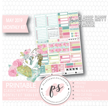 Mama & Me (Mother's Day) May 2019 Monthly View Kit Digital Printable Planner Stickers (for use with Classic Happy Planner) - Plannerologystudio