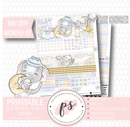 Soar (Dumbo Inspired) May 2019 Monthly View Kit Digital Printable Planner Stickers (for use with Erin Condren) - Plannerologystudio