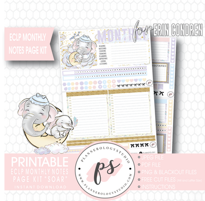 Soar (Dumbo Inspired) Monthly Notes Page Kit Digital Printable Planner Stickers (for use with Erin Condren) - Plannerologystudio