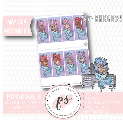 Mer-May May 2019 Monthly View Kit Digital Printable Planner Stickers (for use with Erin Condren) - Plannerologystudio