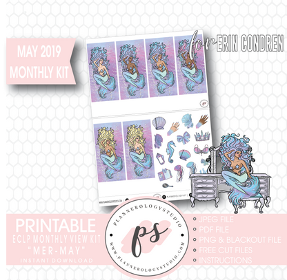 Mer-May May 2019 Monthly View Kit Digital Printable Planner Stickers (for use with Erin Condren) - Plannerologystudio