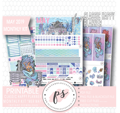 Mer-May May 2019 Monthly View Kit Digital Printable Planner Stickers (for use with Classic Happy Planner) - Plannerologystudio