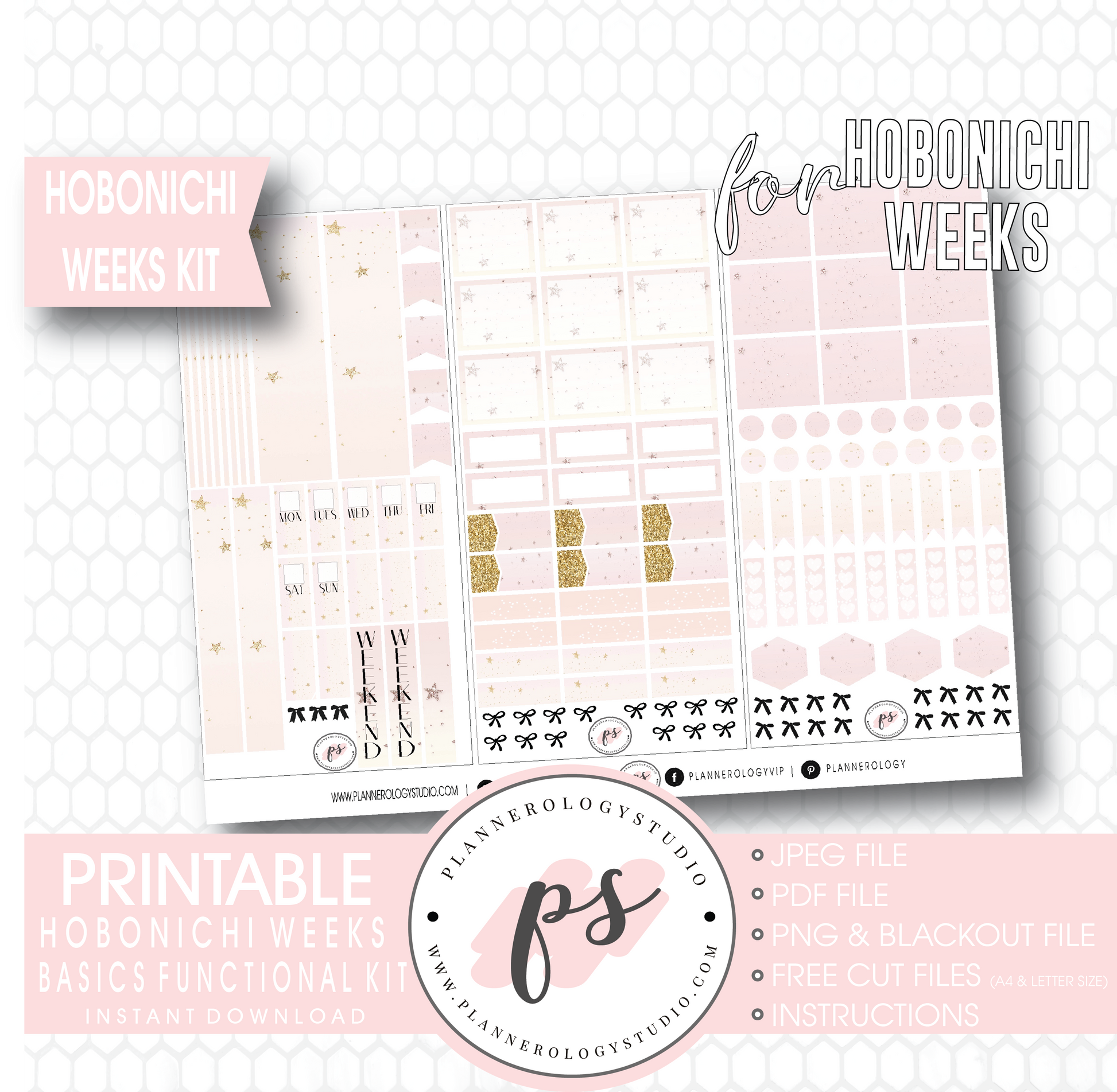 Hobonichi Weeks Functional & Basics Digital Printable Planner Stickers Kit - Plannerologystudio