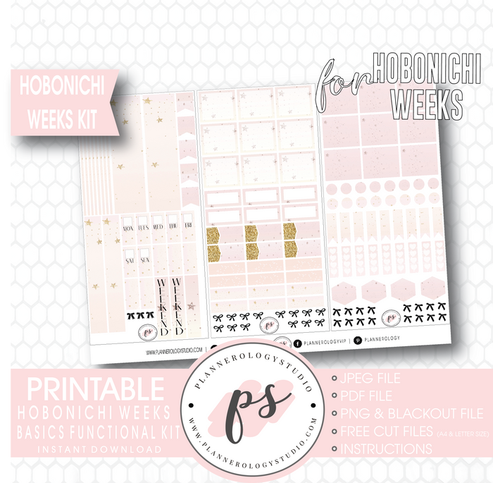 Hobonichi Weeks Functional & Basics Digital Printable Planner Stickers Kit - Plannerologystudio