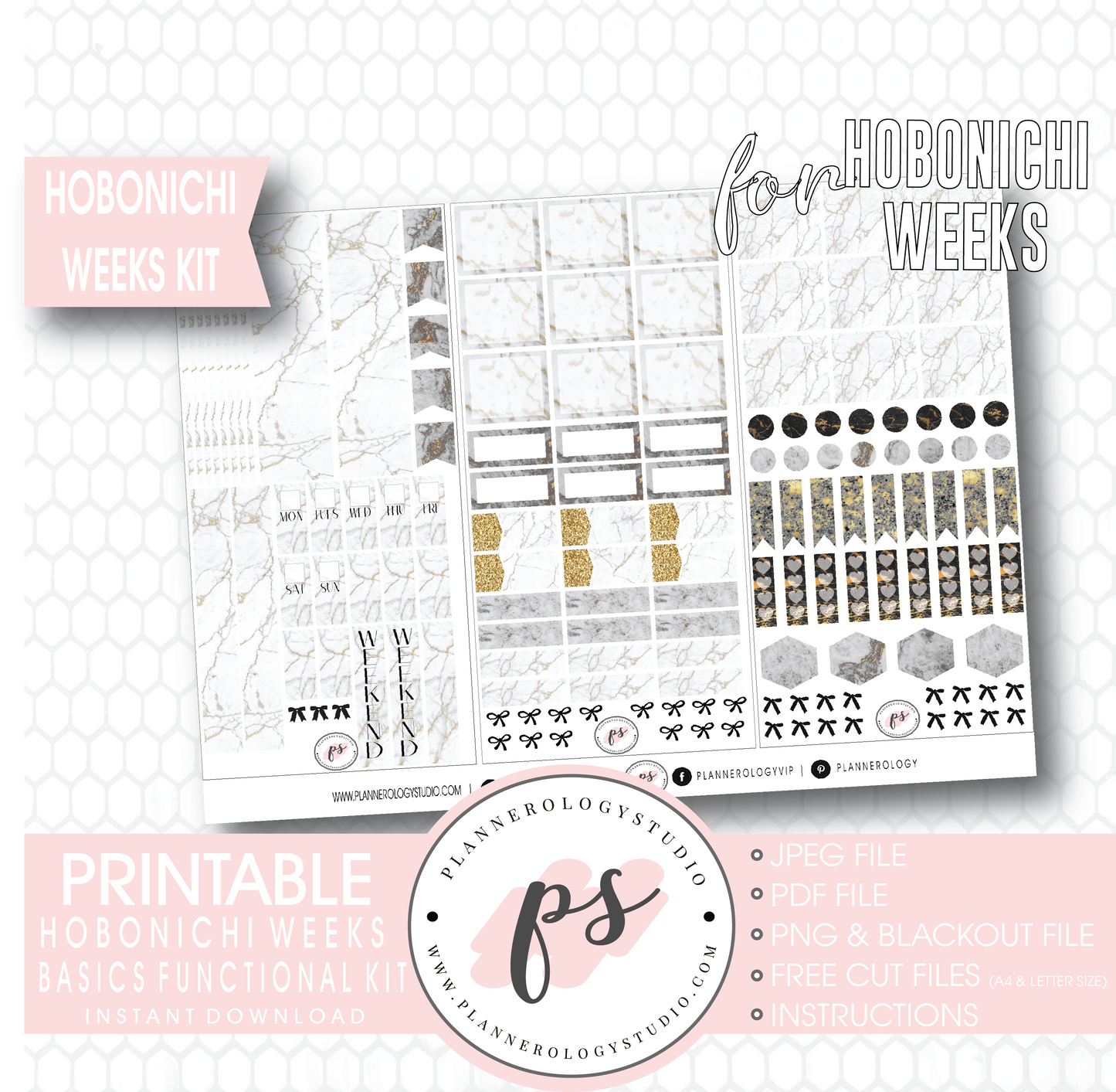 Hobonichi Weeks Functional & Basics Digital Printable Planner Stickers Kit - Plannerologystudio