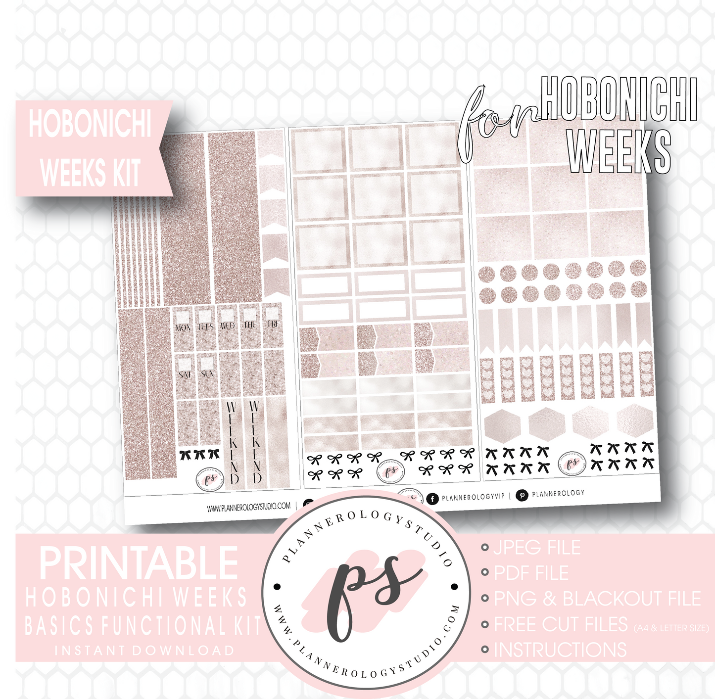 Hobonichi Weeks Functional & Basics Digital Printable Planner Stickers Kit - Plannerologystudio