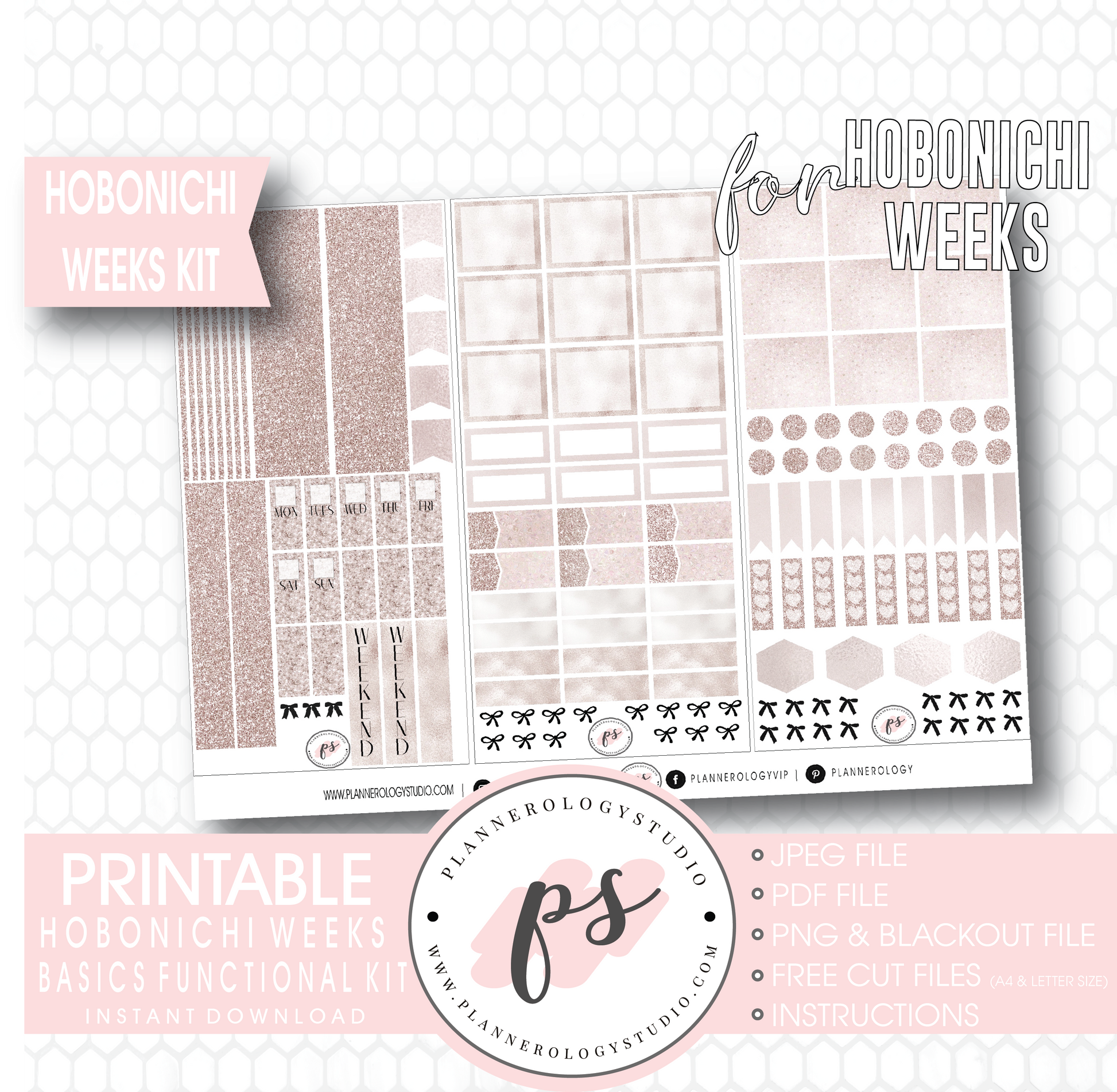 Hobonichi Weeks Functional & Basics Digital Printable Planner Stickers Kit - Plannerologystudio