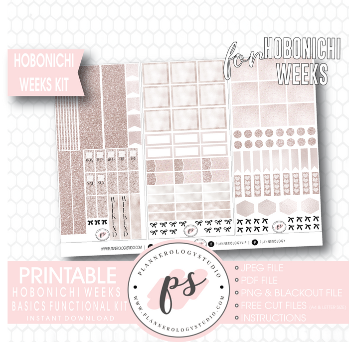 Hobonichi Weeks Functional & Basics Digital Printable Planner Stickers Kit - Plannerologystudio