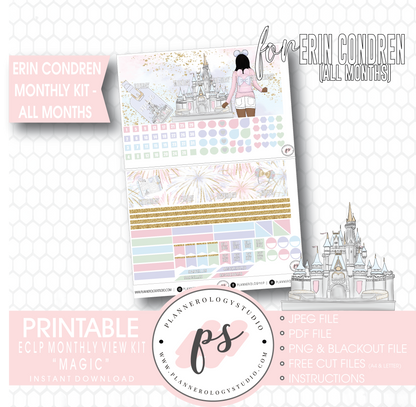 Magic (Disney Inspired) Undated Monthly View Kit (All Months) Digital Printable Planner Stickers (for use with Erin Condren) - Plannerologystudio