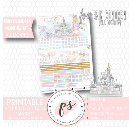 Magic (Disney Inspired) Undated Monthly View Kit (All Months) Digital Printable Planner Stickers (for use with Erin Condren) - Plannerologystudio