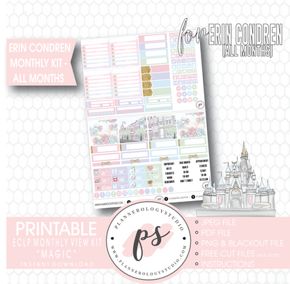 Magic (Disney Inspired) Undated Monthly View Kit (All Months) Digital Printable Planner Stickers (for use with Erin Condren) - Plannerologystudio