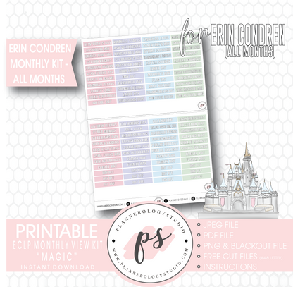 Magic (Disney Inspired) Undated Monthly View Kit (All Months) Digital Printable Planner Stickers (for use with Erin Condren) - Plannerologystudio