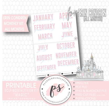 Magic (Disney Inspired) Undated Monthly View Kit (All Months) Digital Printable Planner Stickers (for use with Erin Condren) - Plannerologystudio