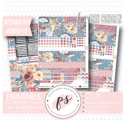Fall Wonderland September 2019 Monthly View Kit Digital Printable Planner Stickers (for use with Erin Condren) - Plannerologystudio