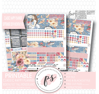 Fall Wonderland September 2019 Monthly View Kit Digital Printable Planner Stickers (for use with Classic Happy Planner) - Plannerologystudio