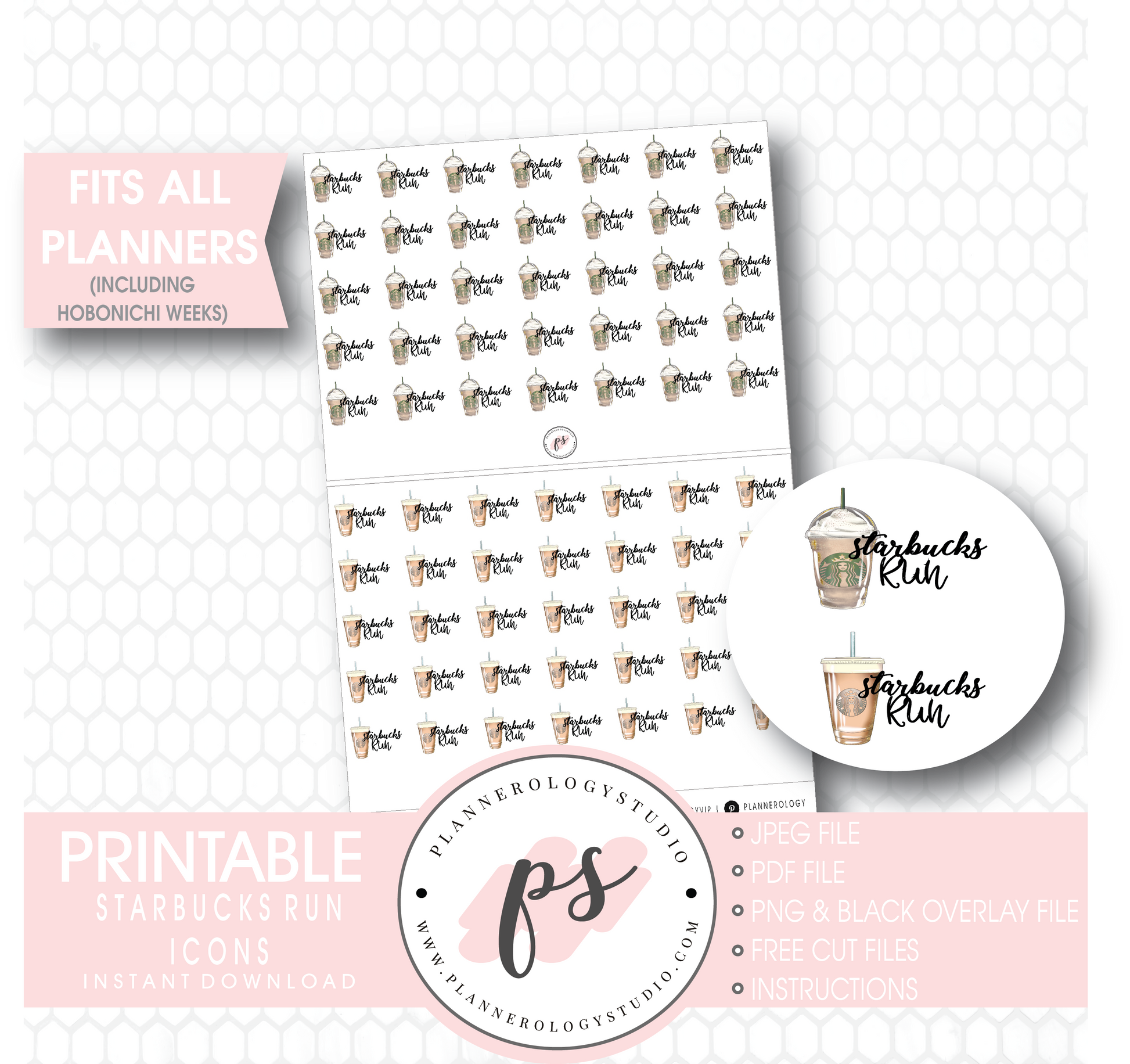 Starbucks Run Icons Digital Printable Planner Stickers - Plannerologystudio