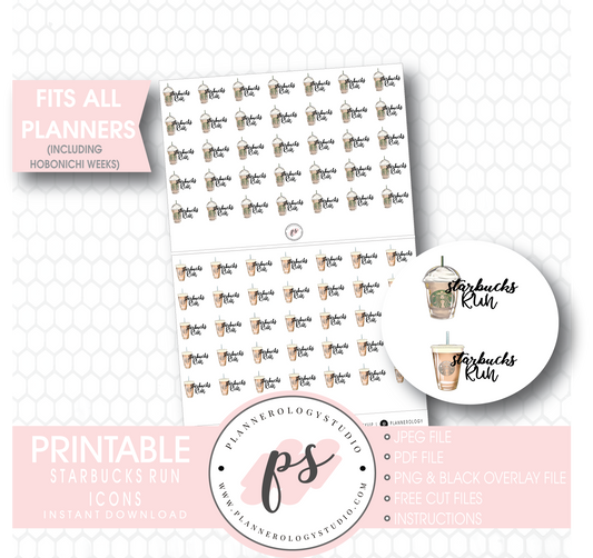 Starbucks Run Icons Digital Printable Planner Stickers - Plannerologystudio