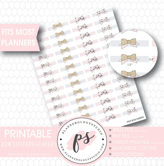 Bow Divider Header Printable Planner Stickers - Plannerologystudio