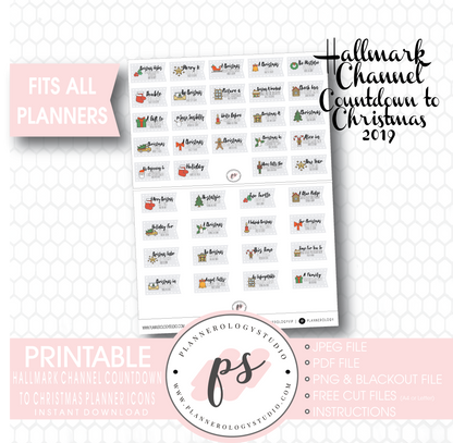 Hallmark Channel Countdown to Christmas Movies 2019 Planner Icons Digital Printable Planner Stickers - Plannerologystudio