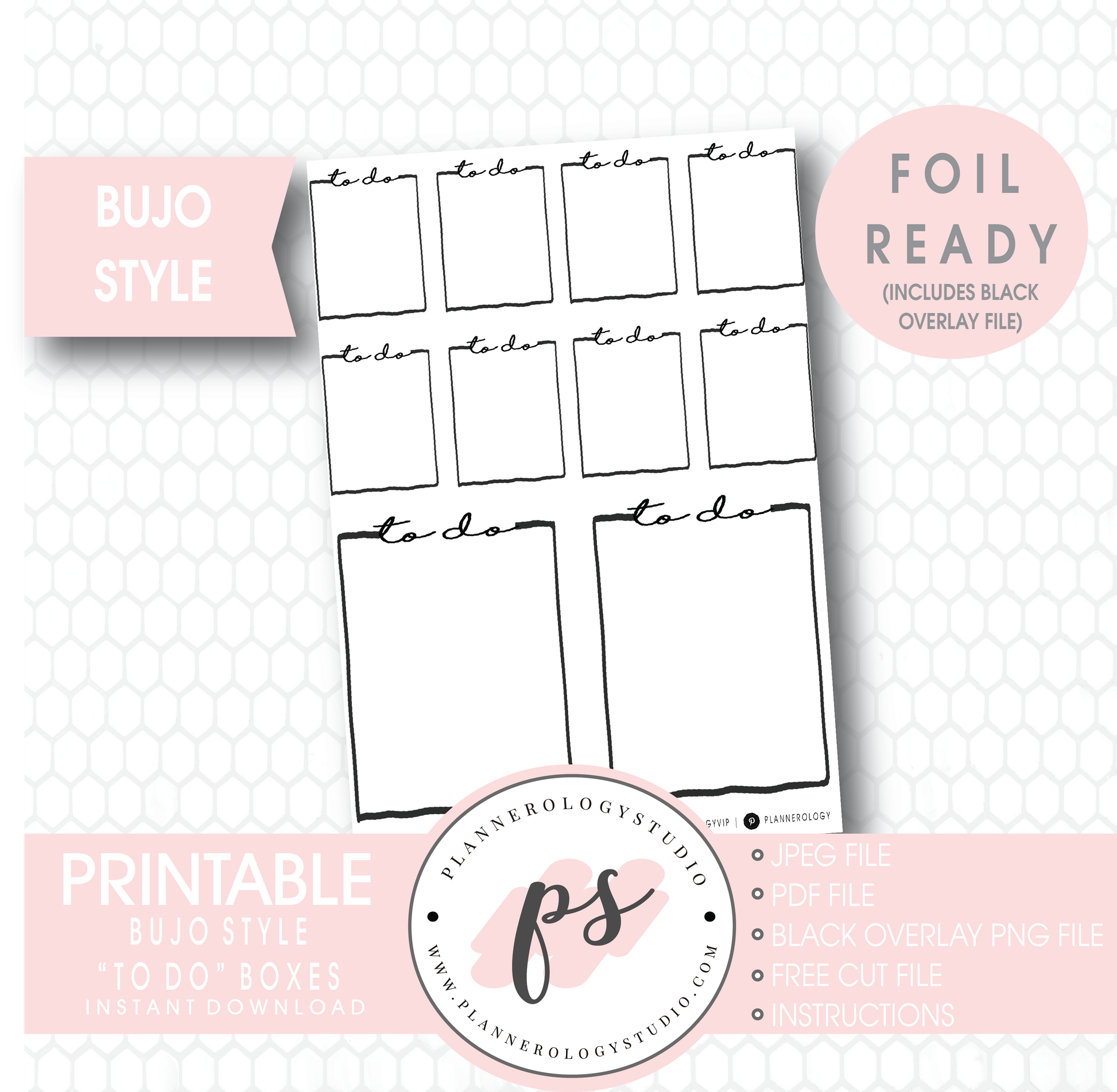 To Do Full Boxes Bullet Journal Bujo Digital Printable Planner Stickers (Foil Ready) - Plannerologystudio