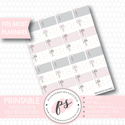 Paperclip Bow Half Box Printable Planner Stickers - Plannerologystudio