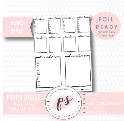 Weekly Habit Tracker Full Boxes Bullet Journal Bujo Digital Printable Planner Stickers (Foil Ready) - Plannerologystudio