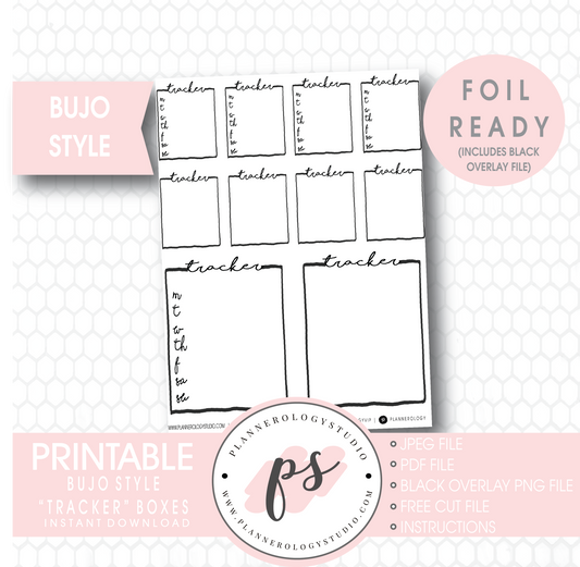 Weekly Habit Tracker Full Boxes Bullet Journal Bujo Digital Printable Planner Stickers (Foil Ready) - Plannerologystudio