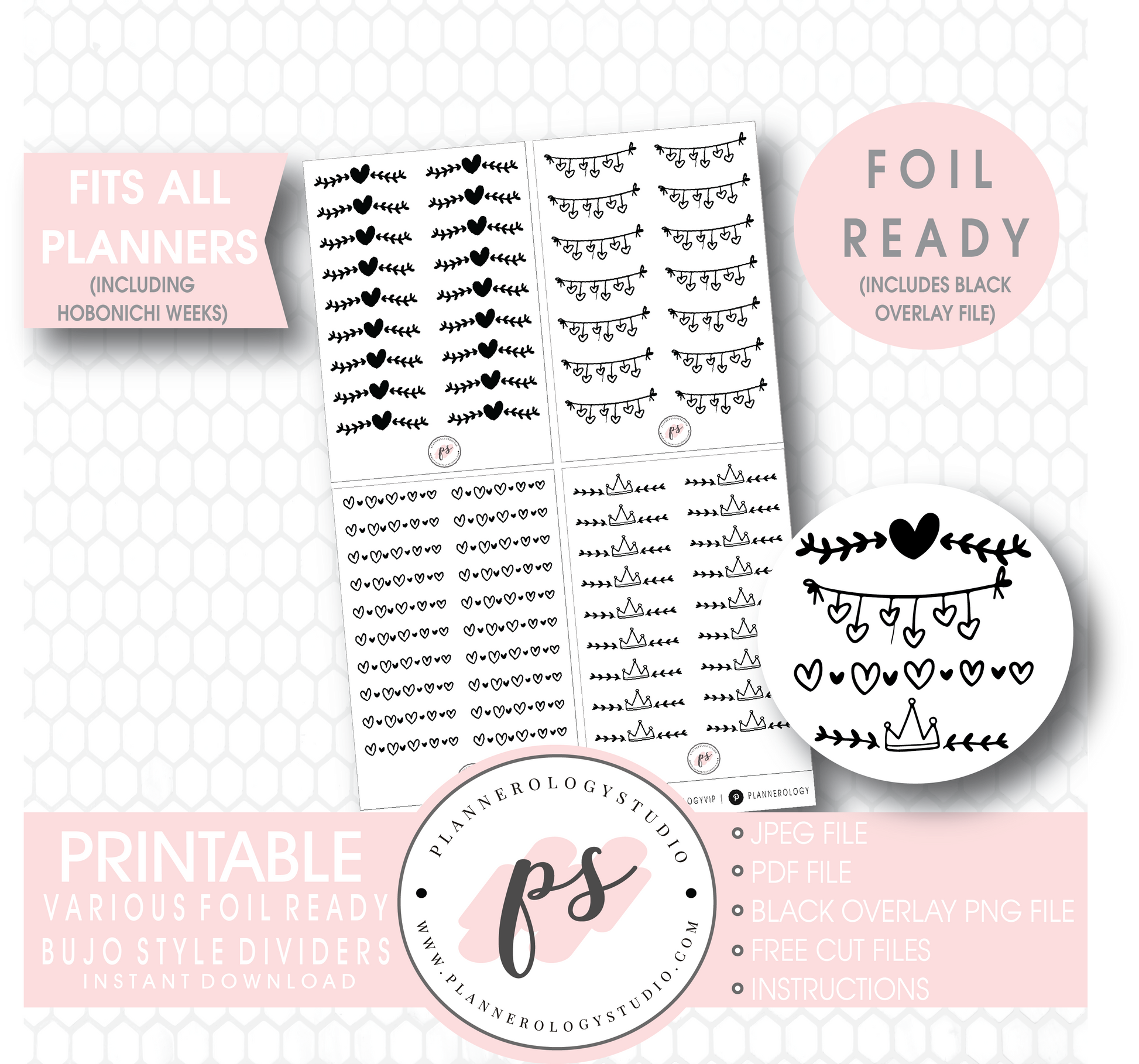 Various Bujo Style Dividers Digital Printable Planner Stickers (Foil Ready) - Plannerologystudio