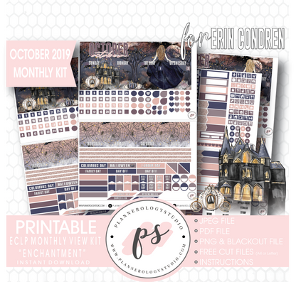 Enchantment Halloween October 2019 Monthly View Kit Digital Printable Planner Stickers (for use with Erin Condren) - Plannerologystudio