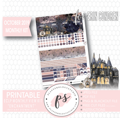 Enchantment Halloween October 2019 Monthly View Kit Digital Printable Planner Stickers (for use with Erin Condren) - Plannerologystudio