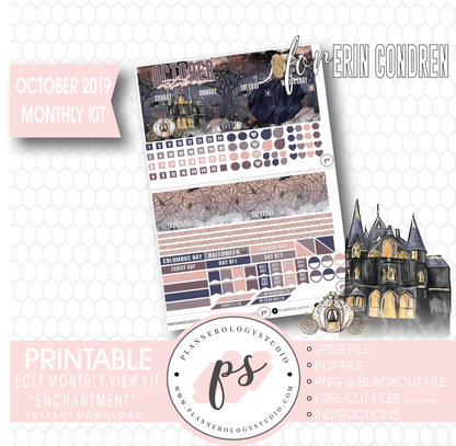 Enchantment Halloween October 2019 Monthly View Kit Digital Printable Planner Stickers (for use with Erin Condren) - Plannerologystudio