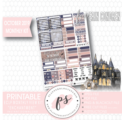 Enchantment Halloween October 2019 Monthly View Kit Digital Printable Planner Stickers (for use with Erin Condren) - Plannerologystudio