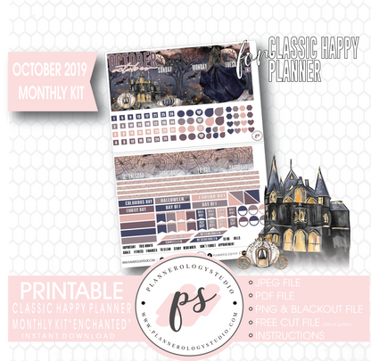 Enchantment Halloween October 2019 Monthly View Kit Digital Printable Planner Stickers (for use with Classic Happy Planner) - Plannerologystudio